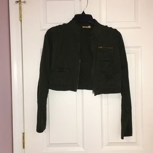 Cropped Army Green Jacket